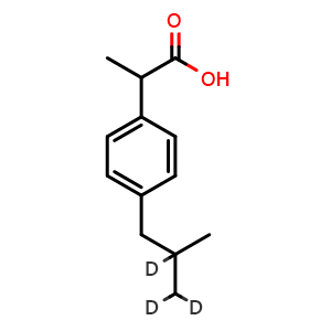 Chemical structure of Ibuprofen-d3 , CAS 121662-14-4, AChemBlock Y225620