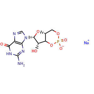 Chemical structure of GUANOSINE 3':5'-CYCLIC MONOPHOSPHATE SOD , CAS 40732-48-7, AChemBlock Y225656