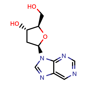 Chemical structure of (2R,3S,5R)-2-(Hydroxymethyl)-5-(9H-purin-9-yl)tetrahydrofuran-3-ol , CAS 4546-68-3, AChemBlock Y225699