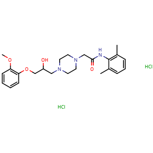 Chemical structure of Ranolazine dihydrochloride , CAS 95635-56-6, AChemBlock Y225745