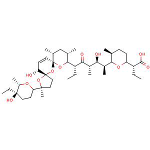 Chemical structure of Salinomycin , CAS 53003-10-4, AChemBlock Y225801