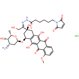 Chemical structure of Aldoxorubicin hydrochloride , CAS 1361563-03-2, AChemBlock Y226080