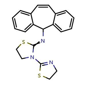 Chemical structure of N-[3-(4,5-Dihydro-2-thiazolyl)-2-thiazolidinylidene]-5H-dibenzo[a,d]cyclohepten-5-amine , CAS 1072145-33-5, AChemBlock Y226122