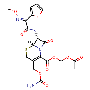 Chemical structure of Cefuroxime axetil , CAS 64544-07-6, AChemBlock Y226273
