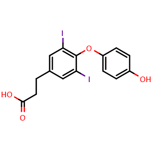 Chemical structure of 3,5-Diiodothyropropionic acid , CAS 1158-10-7, AChemBlock Y226457