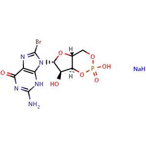 Chemical structure of 8-Bromo-cGMP sodium , CAS 51116-01-9, AChemBlock Y226519