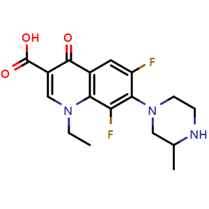 Chemical structure of Lomefloxacin , CAS 98079-51-7, AChemBlock Y226566