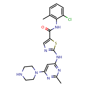 Chemical structure of N-Deshydroxyethyl Dasatinib , CAS 910297-51-7, AChemBlock Y226936
