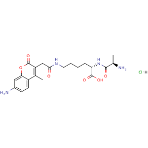 Chemical structure of D-Ala-Lys-AMCA hydrochloride , CAS 2703746-41-0, AChemBlock Y226946