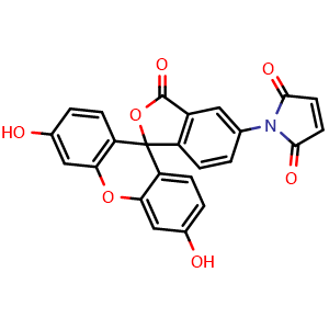Chemical structure of Fluorescein-5-maleimide , CAS 75350-46-8, AChemBlock Y226948