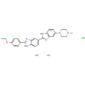 Chemical structure of Hoechst 33342 trihydrochloride , CAS 875756-97-1, AChemBlock Y227154