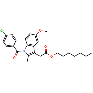 Chemical structure of Indomethacin heptyl ester , CAS 282728-47-6, AChemBlock Y227231