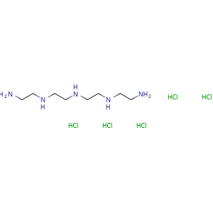 Chemical structure of Tetraethylenepentamine Pentahydrochloride , CAS 4961-41-5, AChemBlock Y227258