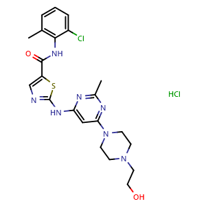 Chemical structure of Dasatinib hydrochloride , CAS 854001-07-3, AChemBlock Y227261