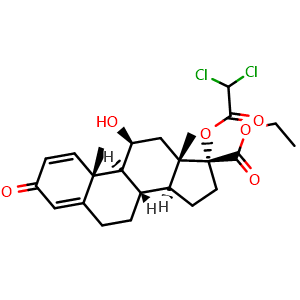 Chemical structure of Etiprednol dicloacetate , CAS 199331-40-3, AChemBlock Y227849