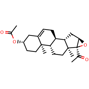 Chemical structure of 16,17-Epoxypregnenolone acetate , CAS 34209-81-9, AChemBlock Y227870