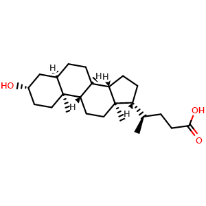 Chemical structure of Isolithocholic acid , CAS 1534-35-6, AChemBlock Y227993
