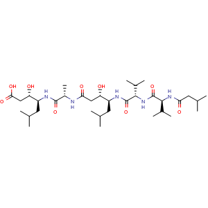 Chemical structure of Pepstatin , CAS 26305-03-3, AChemBlock Y228032
