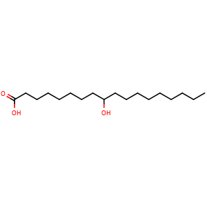 Chemical structure of 9-hydroxy Stearic acid , CAS 3384-24-5, AChemBlock Y228040
