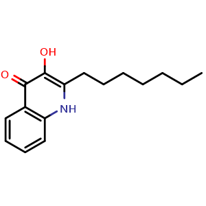 Chemical structure of 2-heptyl-3-hydroxy-4(1H)-Quinolone , CAS 108985-27-9, AChemBlock Y228083