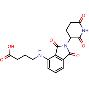 Chemical structure of 4-((2-(2,6-dioxopiperidin-3-yl)-1,3-dioxoisoindolin-4-yl)amino)butanoic acid , CAS 2225940-47-4, AChemBlock Y228166