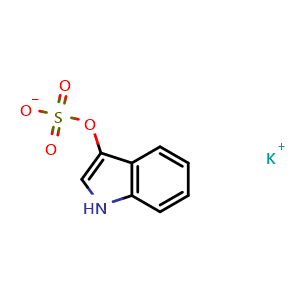 Chemical structure of Potassium 1H-indol-3-yl sulfate , CAS 2642-37-7, AChemBlock Y228374