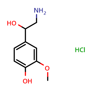 Chemical structure of Normetanephrine hydrochloride , CAS 1011-74-1, AChemBlock Y228377