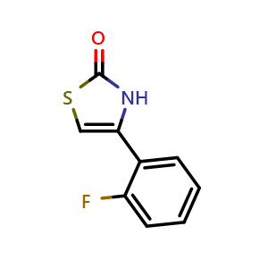 Chemical structure of 4-(2-fluorophenyl)-2,3-dihydro-1,3-thiazol-2-one , CAS 1095051-79-8, AChemBlock Y228398