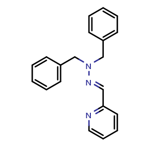 Chemical structure of 2-((2,2-Dibenzylhydrazineylidene)methyl)pyridine , CAS 237402-29-8, AChemBlock Y228401