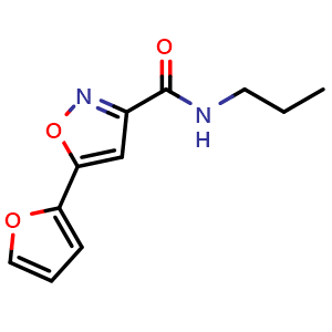 Chemical structure of 5-(2-furyl)-N-propylisoxazole-3-carboxamide , CAS 907989-92-8, AChemBlock Y228403