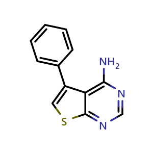 Chemical structure of 5-Phenylthieno[2,3-d]pyrimidin-4-amine , CAS 195193-10-3, AChemBlock Y228408