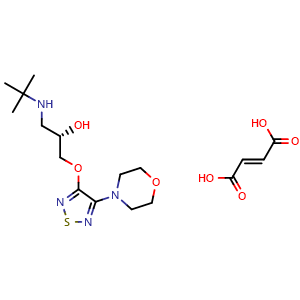 Chemical structure of (2R)-1-(tert-butylamino)-3-{[4-(morpholin-4-yl)-1,2,5-thiadiazol-3-yl]oxy}propan-2-ol; but-2-enedioic acid , CAS 1214981-81-3, AChemBlock Y228409