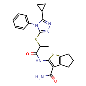2-{2-[(5-cyclopropyl-4-phenyl-4H-1,2,4-triazol-3-yl)sulfanyl]propanamido}-4H,5H,6H-cyclopenta[b]thiophene-3-carboxamide