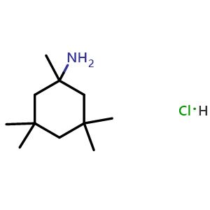 Chemical structure of 1,3,3,5,5-pentamethylcyclohexan-1-amine hydrochloride , CAS 209185-99-9, AChemBlock Y228436