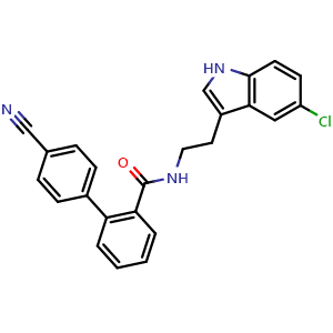 Chemical structure of N-[2-(5-Chloro-1H-indol-3-yl)ethyl]-4'-cyanobiphenyl-2-carboxaMide , CAS 1383373-65-6, AChemBlock Y228565