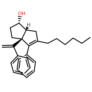 Chemical structure of rel-(1R,3aS,6aS)-5-hexyl-4-phenyl-3a-(1-phenylvinyl)-1,2,3,3a,6,6a-hexahydropentalen-1-ol , CAS 1276664-61-9, AChemBlock Y228801