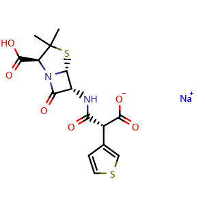 Chemical structure of Ticarcillin sodium , CAS 29457-07-6, AChemBlock Y228863