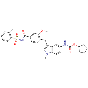 Chemical structure of Zafirlukast , CAS 107753-78-6, AChemBlock Y228871