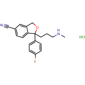 Chemical structure of rac Desmethyl Citalopram Hydrochloride , CAS 97743-99-2, AChemBlock Y228963