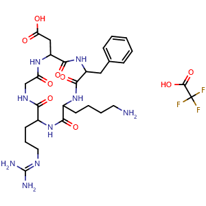 Chemical structure of Cyclo(-RGDfK) TFA , CAS 500577-51-5, AChemBlock Y229063