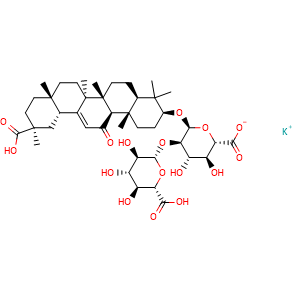 Chemical structure of Glycyrrhizinic acid, potassium salt , CAS 68039-19-0, AChemBlock Y229346