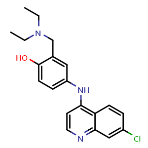 Chemical structure of Amodiaquine , CAS 86-42-0, AChemBlock Y229399