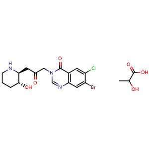 Chemical structure of Halofuginone lactate , CAS 82186-71-8, AChemBlock Y229496