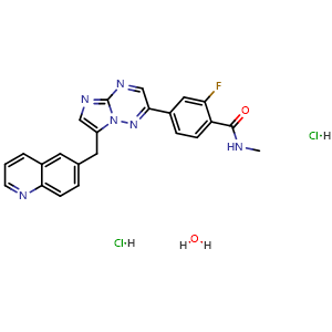 Chemical structure of Capmatinib 2 hydrochloride.H2O , CAS 1865733-40-9, AChemBlock Y229504