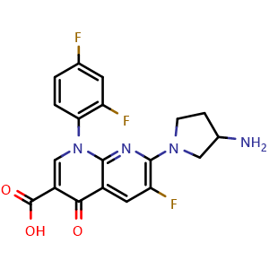 Chemical structure of Tosufloxacin , CAS 100490-36-6, AChemBlock Y229645