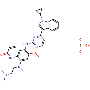 Chemical structure of Almonertinib mesylate , CAS 2134096-06-1, AChemBlock Y229756