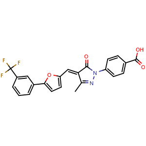 (E)-4-(3-methyl-5-oxo-4-((5-(3-(trifluoromethyl)phenyl)furan-2-yl)methylene)-4,5-dihydro-1H-pyrazol-1-yl)benzoic acid