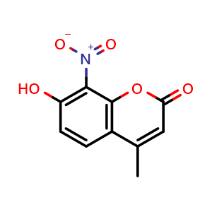 Chemical structure of 7-hydroxy-4-methyl-8-nitrocoumarin , CAS 19037-69-5, AChemBlock Y229790