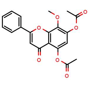 Chemical structure of 5,7-Diacetoxy-8-methoxyflavone , CAS 23246-80-2, AChemBlock Y229810