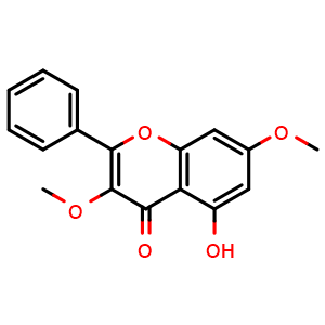 Chemical structure of 5-hydroxy-3,7-dimethoxy-2-phenyl-4H-chromen-4-one , CAS 70786-48-0, AChemBlock Y229845